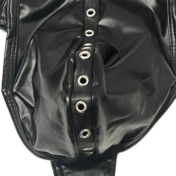 Faux‎ Leather Thong Black Size M (28-30) NWT - Picture 2 of 7